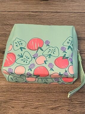 Mint Floral Fruit Print Cosmetic Pouch